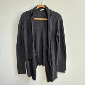 Eileen Fisher Organic Cotton Cardigan Sweater Womens Small Gray Open Front Knit